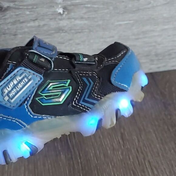 Skechers Super Hot-Lights Magic Lites Sneaker Blue Black Sz 6 - Picture 9 of 10